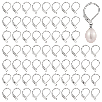250Pcs 304 Stainless Steel Leverback Earring Findings, Stainless Steel Color, 15x10x2mm, Hole: 1.5mm
