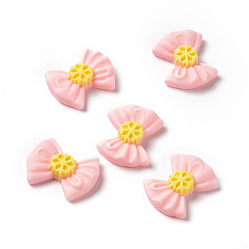 Opaque Resin Cabochons, Bowknot, Pink, 18.5x22.5x6mm