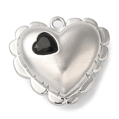 Real Platinum Plated Black Heart Brass+Glass Pendants