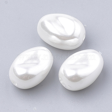 14mm White Oval Plastic Beads