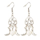 Woven Net with Natural Howlite Dangle Earrings(EJEW-JE04945-03)-1