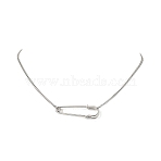 Iron Kilt Pin Pendant 304 Stainless Steel Curb Chain Necklaces, Platinum & Stainless Steel Color, 16.54 inch(42cm)(NJEW-JN05679)