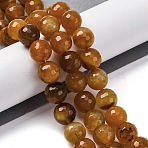 Natural Dragon Veins Agate(Dyed & Heated) Beads Strands, Faceted, Round, Peru, 15~16mm, Hole: 1.5mm, about 25pcs/strand, 14.96''~15.55''(38~39.5cm)(G-K390-A03-01)