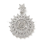 Rack Plating Brass Micro Pave Cubic Zirconia Pendants, Cadmium Free & Lead Free, Long-lasting Plated, Flower, Platinum, 31x22x4mm, Hole: 3x1.5mm, Pin: 0.7mm(KK-T072-19P)