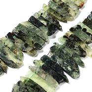 Natural Prehnite Beads Strands, Top Drilled Beads, Rectangle, 24~62x8~14x4~9mm, Hole: 1.8mm, about 34~39pcs/strand, 15.04''~15.51''(38.2~39.4cm)(G-L551B-12)