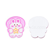Printed Acrylic Cabochons, with Glitter Powder, Aerospace Style, Rabbit, Pearl Pink, 38.5x32x2mm(OACR-N135-75)