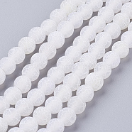 Natural Crackle Agate Beads Strands, Dyed, Round, Grade A, White, 6mm, Hole: 1mm, about 63pcs/strand, 15.5inch(G-G055-6mm-5)