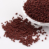 12/0 Grade A Baking Paint Glass Seed Spacer Beads, Indian Red, 2x1.5mm, Hole: 0.7mm, about 2840pcs/50g(X-SEED-Q009-FJX18)