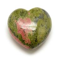 Natural Unakite Healing Stones, Heart Love Stones, Pocket Palm Stones for Reiki Balancing, 29~30x30~31x12~15mm(G-R418-18)