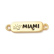 Beach Theme Rack Plating Brass Rectangle Connector Charms, Word MIAMI Links, Long-Lasting Plated, Cadmium Free & Lead Free, Real 18K Gold Plated, 5.5x21x2mm, Hole: 1.5mm(KK-P261-08A-G03)