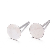 925 Sterling Silver Stud Earring Findings, Earring Posts Carved with 925, Silver, 11.5mm, tray: 6mm, Pin: 0.8mm(X-STER-K167-045E-S)
