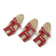 Christmas Deer Glitter Gretel Fabric with PU leather Snap Hair Clips, with Iron Clips, Hair Accessorise for Girls, FireBrick, 59x29x4mm(PHAR-G006-03P)
