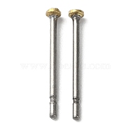 Titanium Stud Earring Findings, Earring Pins with Brass Flat Head, Platinum, 12x1.6mm, Pin: 0.7mm(FIND-R096-01B-P)