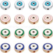 NBEADS Alloy Enamel Beads, Flat Round with Evil Eye, Mixed Color, 10x5mm, Hole: 1.2mm, 4 colors, 16pcs/color, 64pcs/Box(ENAM-NB0001-37LG)