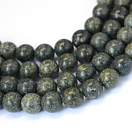 Natural Serpentine/Green Lace Stone Round Bead Strands, 6~6.5mm, Hole: 1mm, about 63pcs/strand, 15.5 inch(X-G-E334-6mm-14)