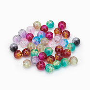 Round Two Tone Crackle Glass Beads, Mixed Color, 6mm, Hole: 1.3~1.6mm(X-CCG-Q002-6mm-M)