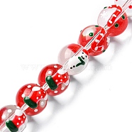 Christmas Theme Handmade Lampwork Beads Strands, with Enamel, Round, Mixed Shapes, 12x13mm, Hole: 1.4mm, about 30pcs/strand, 13.78''(35cm)(LAMP-A154-02A)