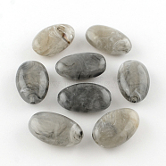 Oval Imitation Gemstone Acrylic Beads, Gray, 41x26x15mm, Hole: 3mm, about 46pcs/500g(OACR-R033B-07)