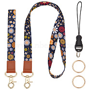 Adjustable Mobile Phone Lanyard, Cute Polyester Shoulder Neck Strap, Wrist Strap, 2 Key Rings and Detachable Mobile Phone Strap, Colorful, 510~512x20x1mm(AJEW-WH0324-40A)