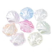 AB Color Plated Acrylic Transparent Pendants, Leaf Charm, Mixed Color, 30x26x1.7mm, Hole: 1.5mm(OACR-Z013-25A)