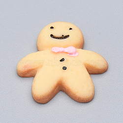 Resin Decoden Cabochons, Christmas, Gingerbread Man, Wheat, 16.5x17x4mm(CRES-T005-24)