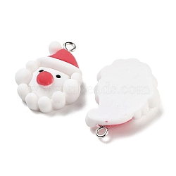 Christmas Theme Opaque Resin Pendants, Christmas Charms, Santa Claus, 27x20x8mm, Hole: 2mm(RESI-N039-109)