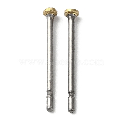 Titanium Stud Earring Findings, Earring Post with Brass Flat Head, Platinum, 12x1.6mm, Pin: 0.7mm(FIND-R096-01B-P)