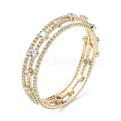 Fashion Brass Triple Layer Warp Bracelet, Clear Cubic Zirconia Tennis Bracelet, Golden, Inner Diameter: 2-1/8 inch(5.33cm)(BJEW-L683-01G)
