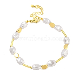 Rack Plating Brass and ABS Imitation Pearl Bracelets, Cadmium Free & Lead Free, Long-Lasting Plated, Real 18K Gold Plated, 7-1/4 inch(18.5cm)(BJEW-B106-12G)