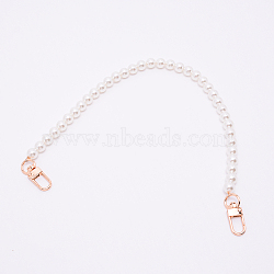 White Acrylic Round Beads Bag Handles, with Zinc Alloy Swivel Clasps and Steel Wire, for Bag Replacement Accessories, Light Gold, 40.5cm(FIND-TAC0006-22A-01)