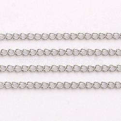 304 Stainless Steel Curb Chains, Twisted Chains, with Spool, Soldered, Stainless Steel Color, 3x2x0.5mm, about 82.02 Feet(25m)/roll(CHS-Q001-01)