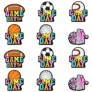 12Pcs 6 Styles Silicone Beads, Ball Series, Mixed Shapes, 23.5~30x26.5~30x7.5mm, Hole: 2.5mm, 2pcs/style