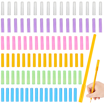 CHGCRAFT 96Pcs 6 Colors Transparent Plastic Pencil Cap, Pencil Protection Cover, Pencil Accessories, Mixed Color, 45x10mm, Hole: 2.5mm, Inner Diameter: 8mm, 16pcs/color