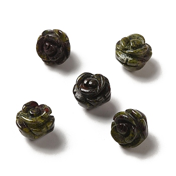 Natural Dragon Blood Carved Flower Beads, Rose, 8.5~10x10x10.5mm, Hole: 1mm