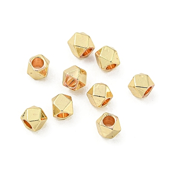 Rack Plating Brass Spacer Beads, Long-Lasting Plated, Cadmium Free & Lead Free, Polygon, Real 14K Gold Plated, 3x3mm, Hole: 1.7mm