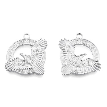 201 Stainless Steel Pendants, Eagle, Stainless Steel Color, 28x31x2mm, Hole: 2.5mm