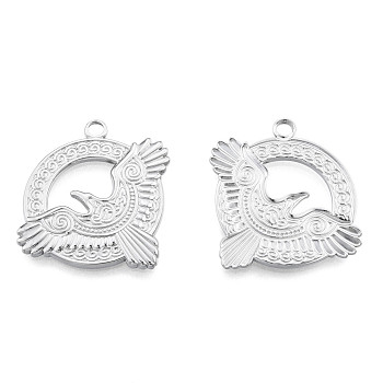 Non-Tarnish 201 Stainless Steel Pendants, Eagle, Stainless Steel Color, 28x31x2mm, Hole: 2.5mm