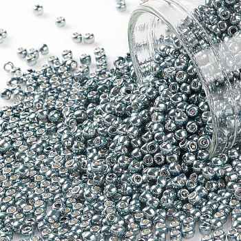 TOHO Round Seed Beads, Japanese Seed Beads, (565) Galvanized Grey Blue, 11/0, 2.2mm, Hole: 0.8mm, about 1103pcs/10g