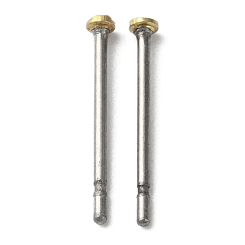 Titanium Stud Earring Findings, Earring Pins with Brass Flat Head, Platinum, 12x1.6mm, Pin: 0.7mm