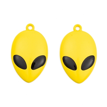 Spray Painted Alloy Pendants, Extra-terrestrial, Gold, 33x20x5mm, Hole: 2mm
