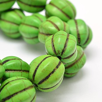 Synthetic Turquoise Bead Strands, Round, Dyed, Lime, 14mm, Hole: 1mm, about 329pcs/1000g