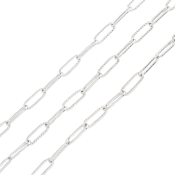 304 Stainless Steel Paperclip Chains, Soldered, with Spool, Stainless Steel Color, 66x61mm, 12x4x1mm, about 32.8 Feet(10m)/roll