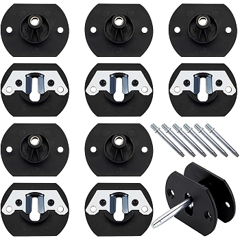 6 Sets Plastic Furniture Connector, Pin Style Replacements Part, Sofa Couch Sectional Connector, with Iron Screw, Black, 3pcs/set