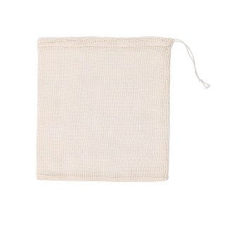 Cotton Storage Pouches, Drawstring Bags, Rectangle, Antique White, 30x24cm