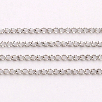 304 Stainless Steel Curb Chains, Twisted Chains, with Spool, Soldered, Stainless Steel Color, 3x2x0.5mm, about 82.02 Feet(25m)/roll