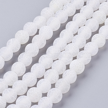 6mm White Round Crackle Agate Beads