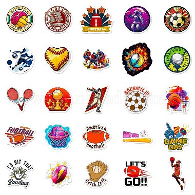 50Pcs Sport Ball PP Waterproof Sticker Labels(PW-WG71457-01)-4