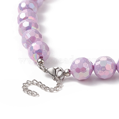 Macaron Color Faceted Acrylic Round Beaded Necklaces(NJEW-JN04192)-7
