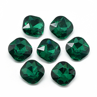 12mm SeaGreen Square Glass Rhinestone Cabochons