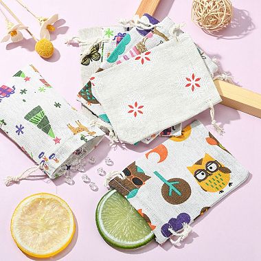 10Pcs 5 Styles Printed Polycotton(Polyester Cotton) Packing Pouches Drawstring Bags(ABAG-YW0001-05)-6